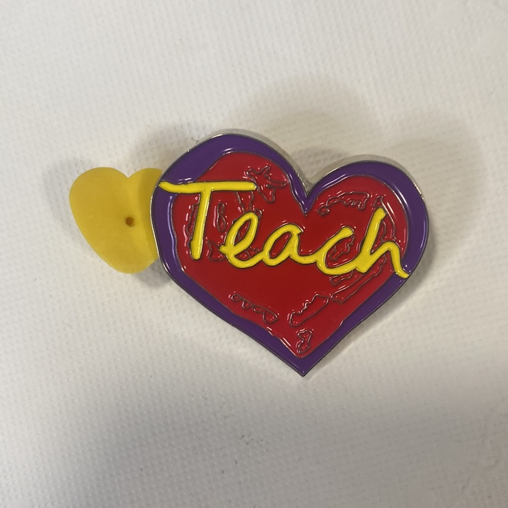 ENAMEL " TEACH " HEART lapel pin